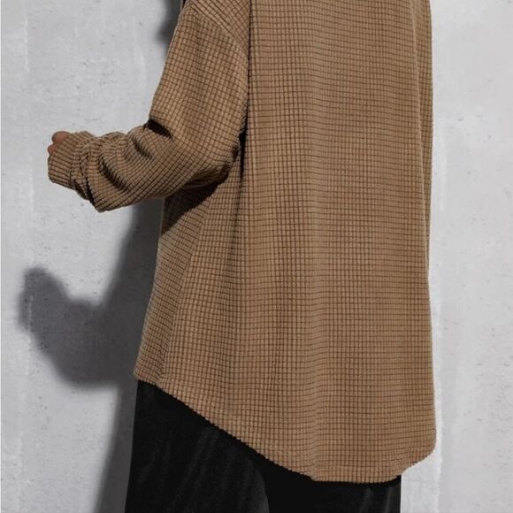 Brown Button Front Blouse Like New - Picture 3 of 5